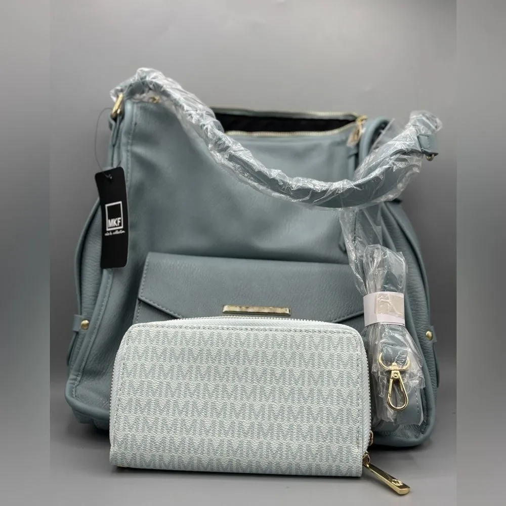 MKF Collection by Mia K Women's Blue Handbag and Wallet Set
